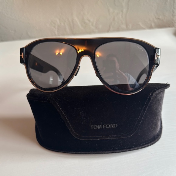 Tom Ford Black and Gold Aviator Sunglasses